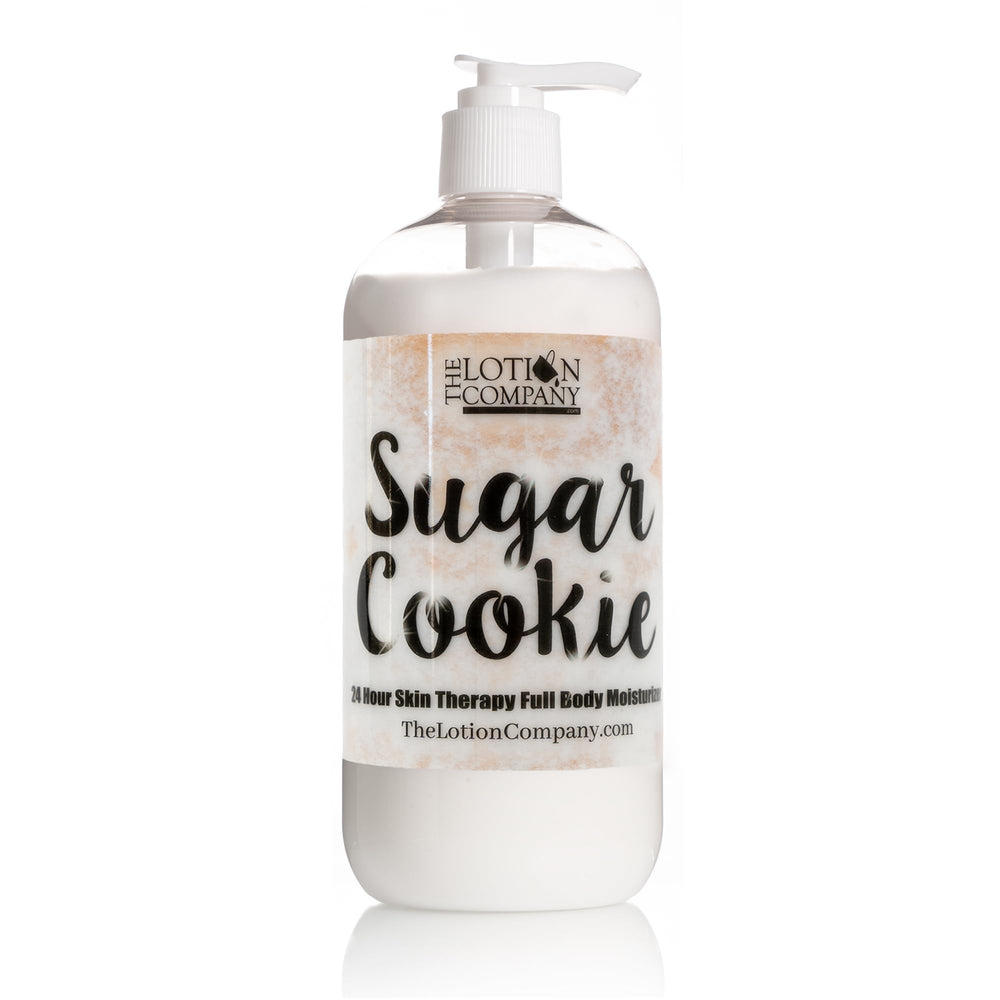 The Lotion Company Sugar Cookie bottle front showing 16 oz moisturizer for all-over hydration