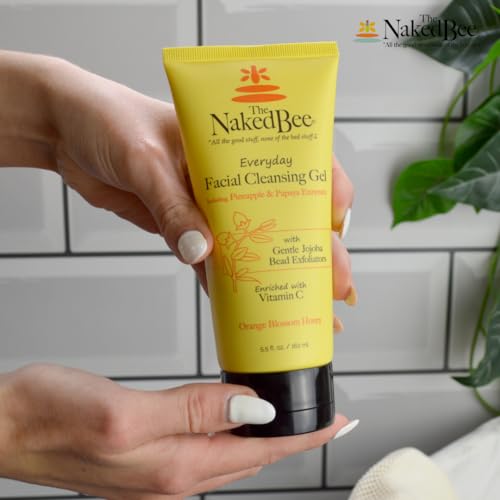 The Naked Bee Gel Cleanser bottle pump dispenses for mess-free application.