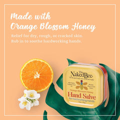 Close-up of The Naked Bee hand salve tube showing creamy moisture
