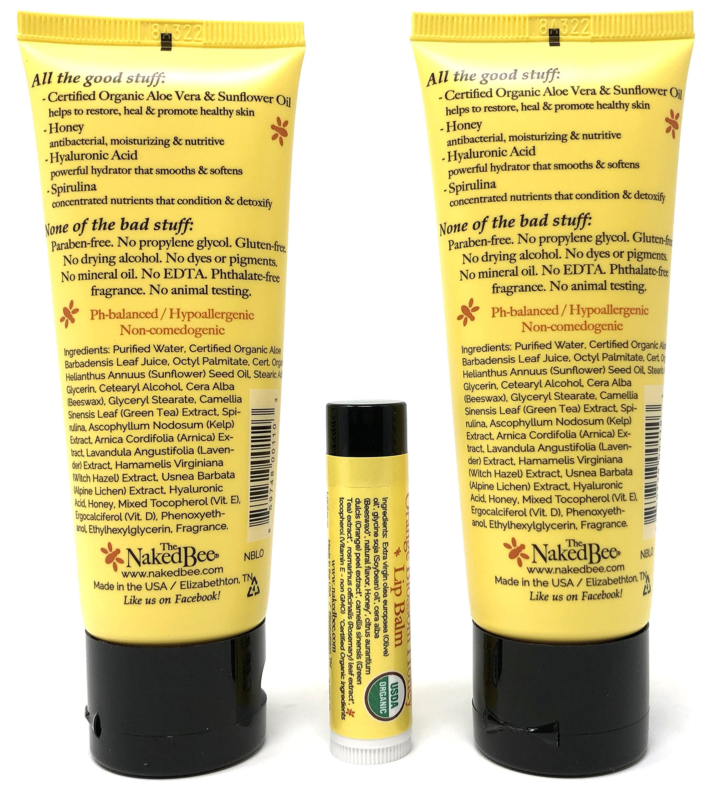 The Naked Bee Orange Blossom Honey Lip Balm tube provides soft lips with weather protection
