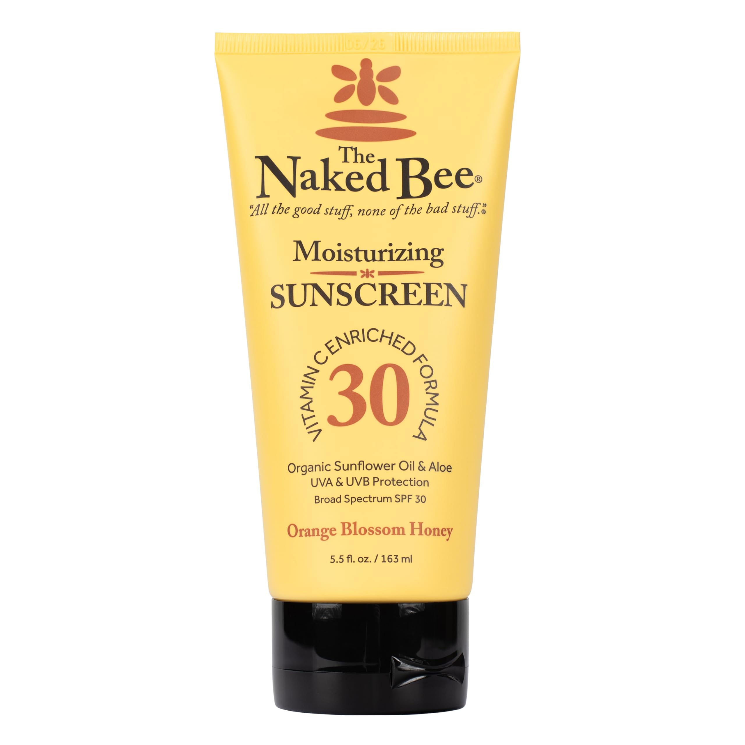 The Naked Bee vitamin-c-sunscreen lotion pump showing smooth application for daily protection