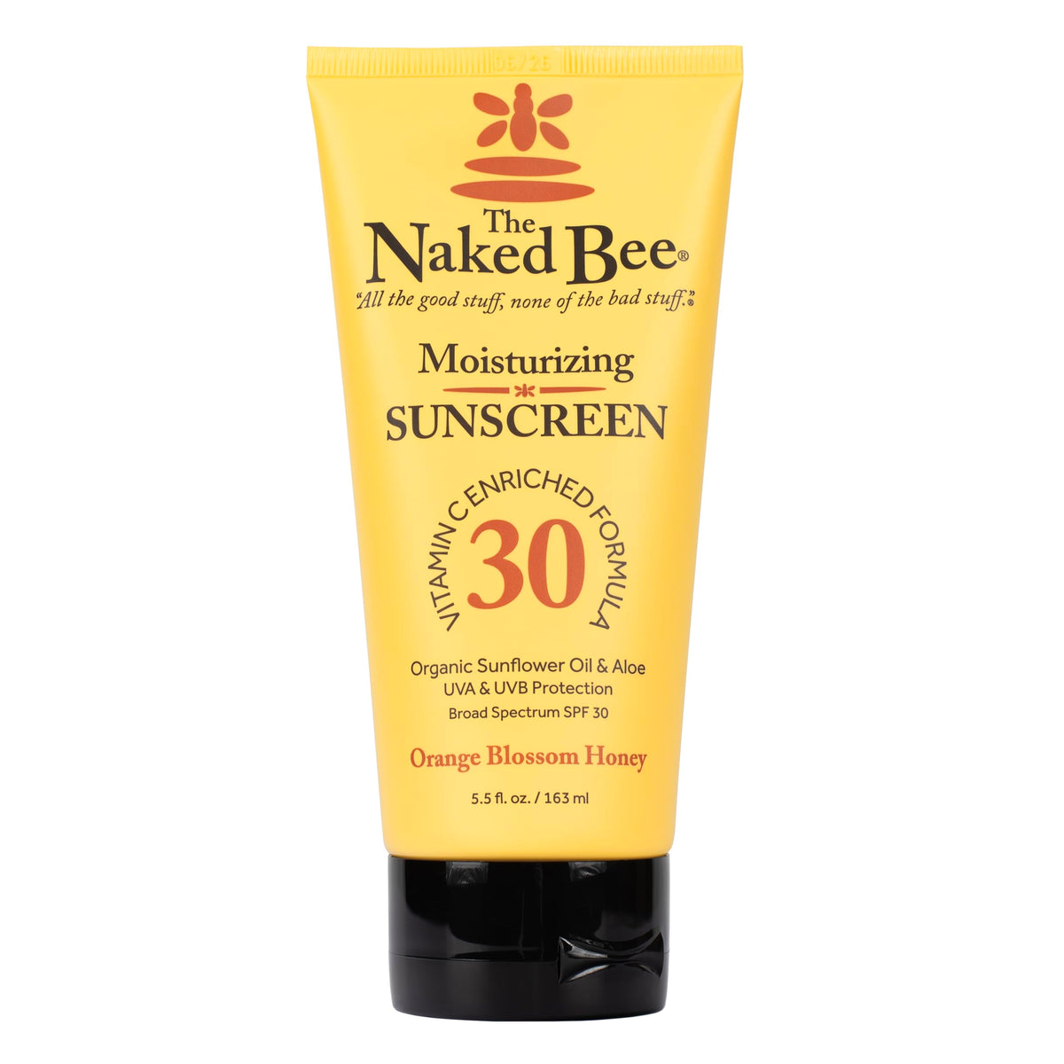 The Naked Bee vitamin-c-sunscreen lotion pump showing smooth application for daily protection