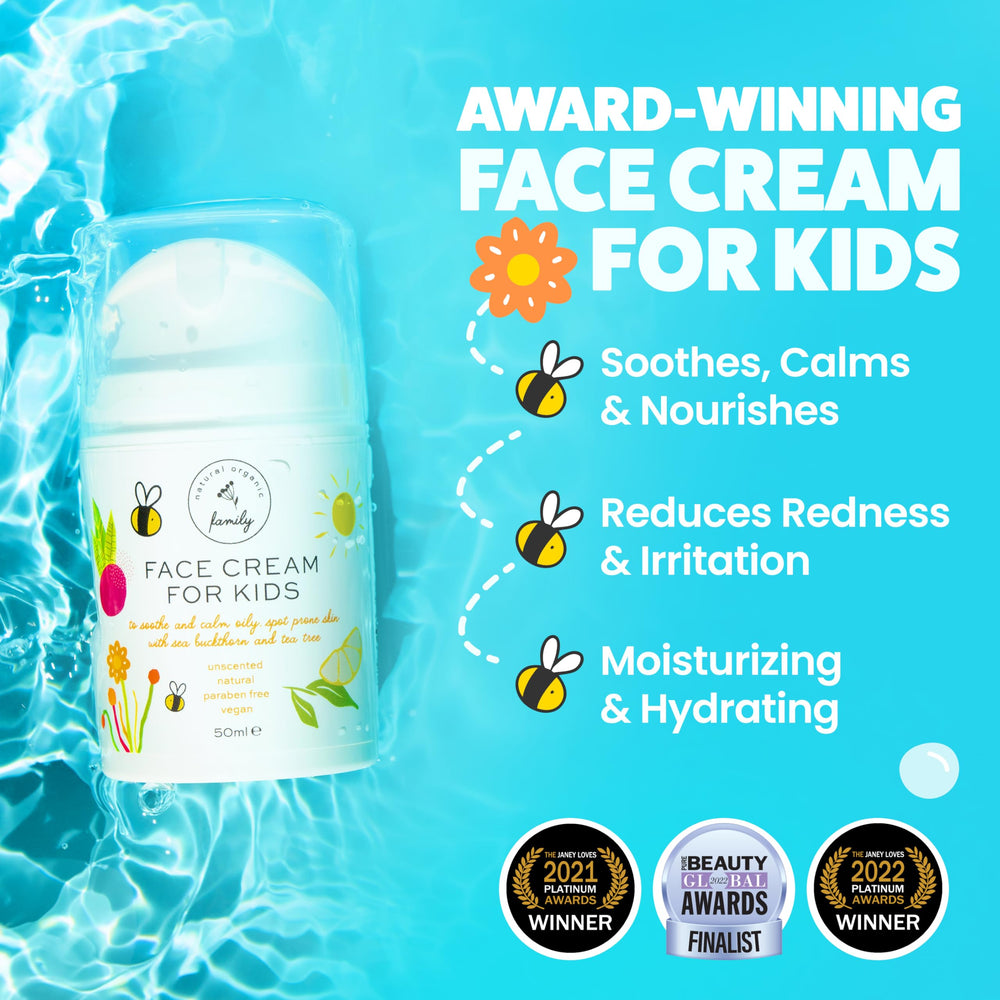 The Natural and Organic Family fragrance-free cream texture swatch for gentle daily moisturization