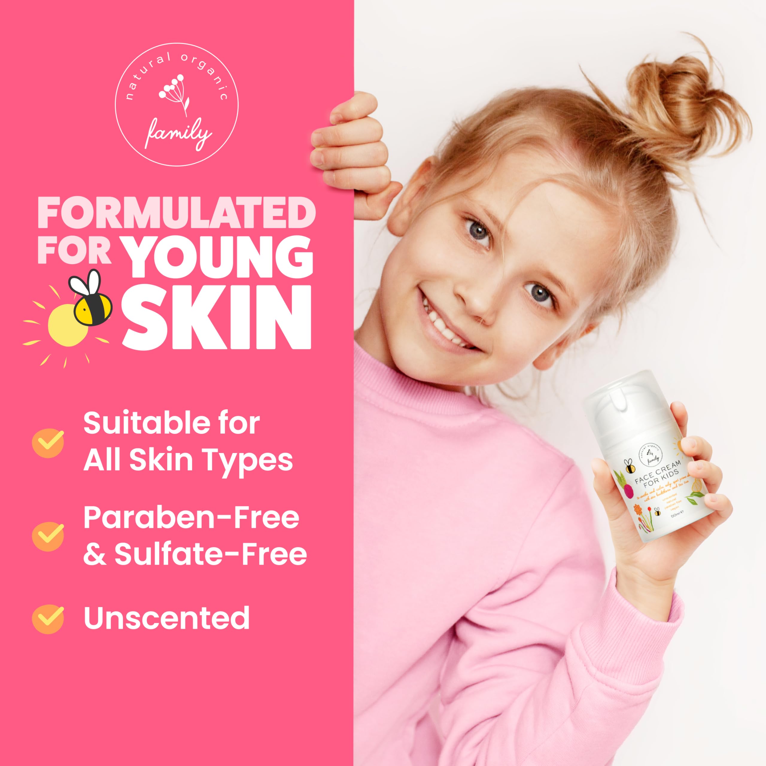 The Natural and Organic Family fragrance-free cream portrait for fragrance-free, soothing everyday use