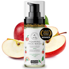 The Natural and Organic Family Kids Foaming Face Wash bottle front promotes gentle daily cleansing for tween skin.