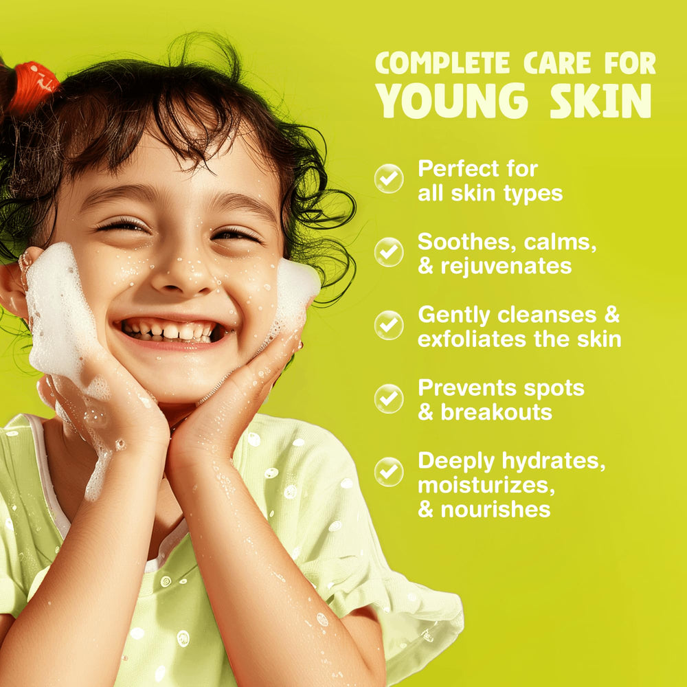 The Natural and Organic Family Kids Foaming Face Wash suits all skin types.