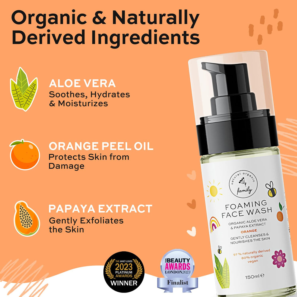 The Natural and Organic Family packaging highlights kid-safe, eco-friendly design.