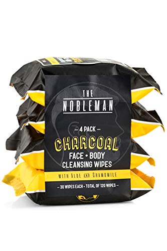 The Nobleman charcoal wipes 4-pack front view for easy on-the-go cleansing.