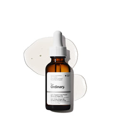 The Ordinary argan oil front bottle showing clean packaging and organic claim benefits
