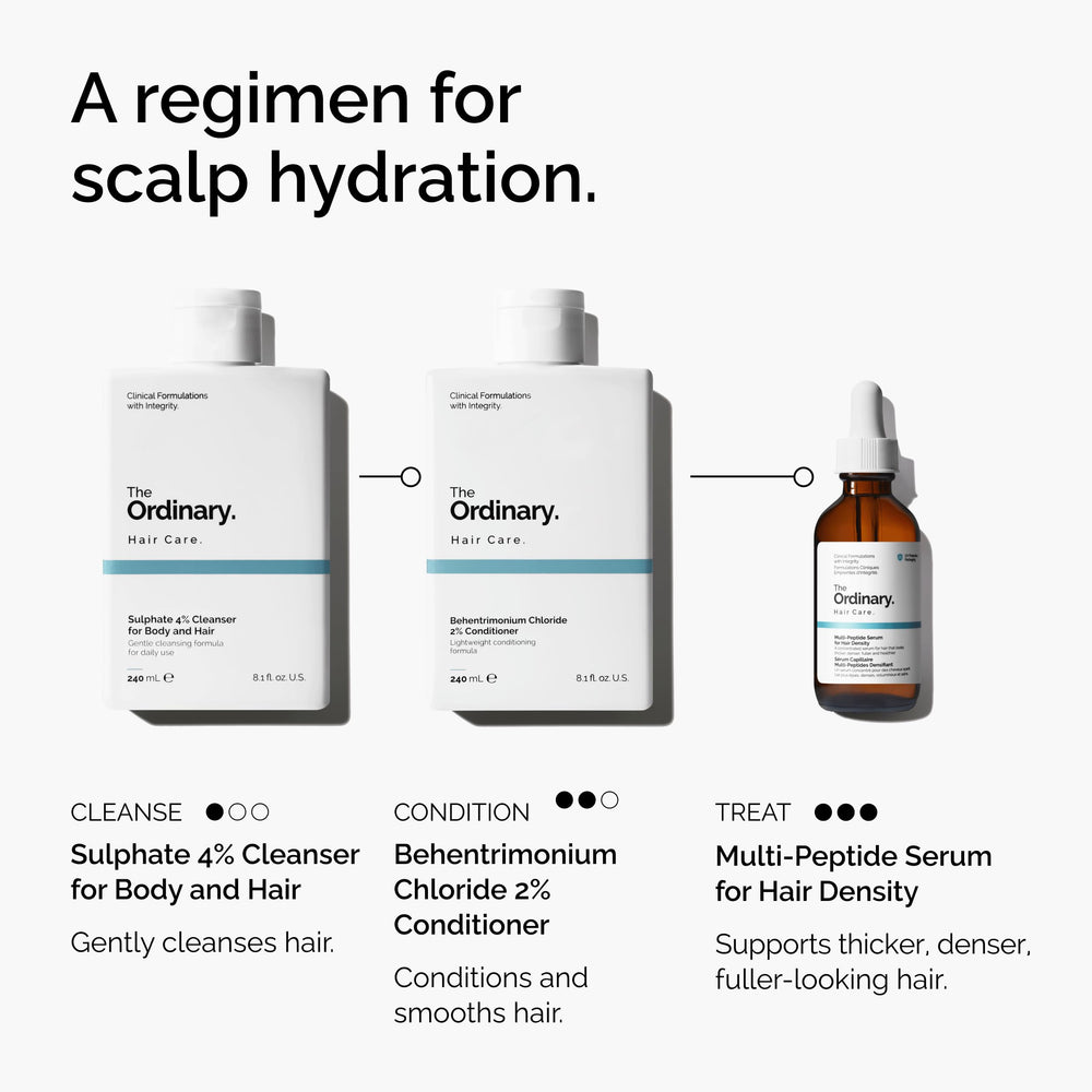 The Ordinary bottle beside hairbrush showing 2 fl oz size