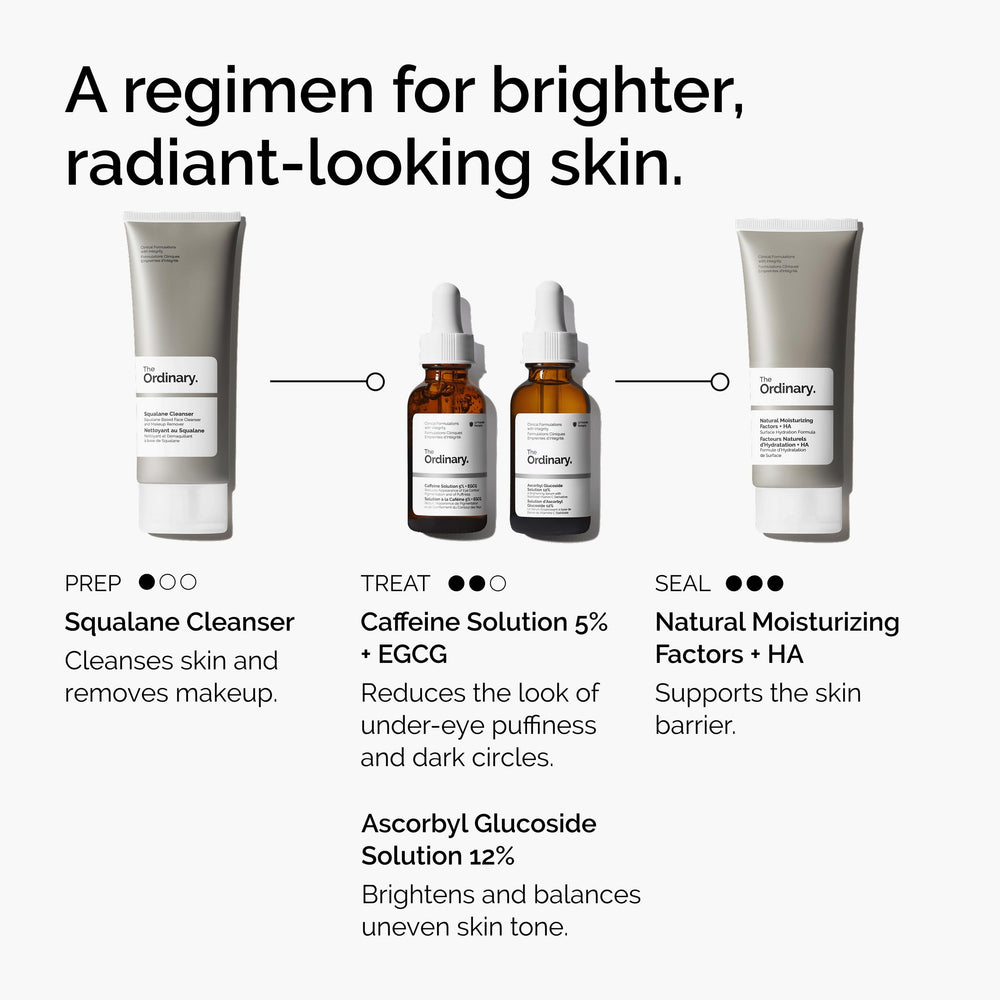 The Ordinary bottle styled on bathroom shelf, easy daily routine benefit
