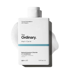 The Ordinary front bottle showing conditioner branding and size, highlights product simplicity