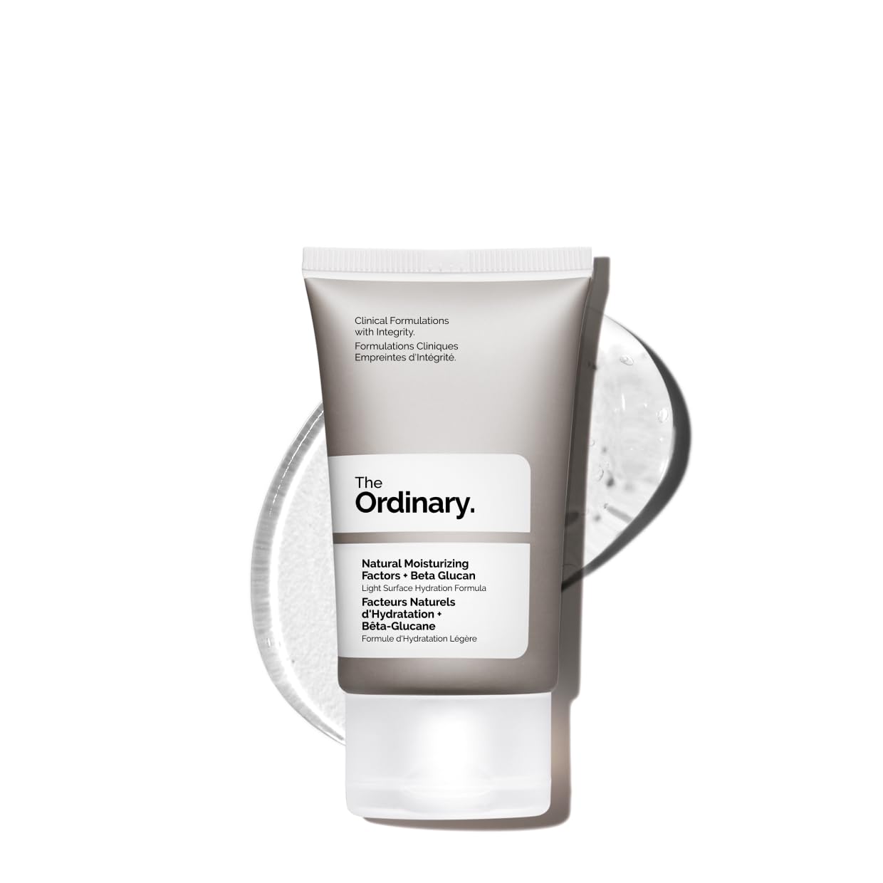 The Ordinary travel packaging front view showing compact moisturizer and easy travel benefit