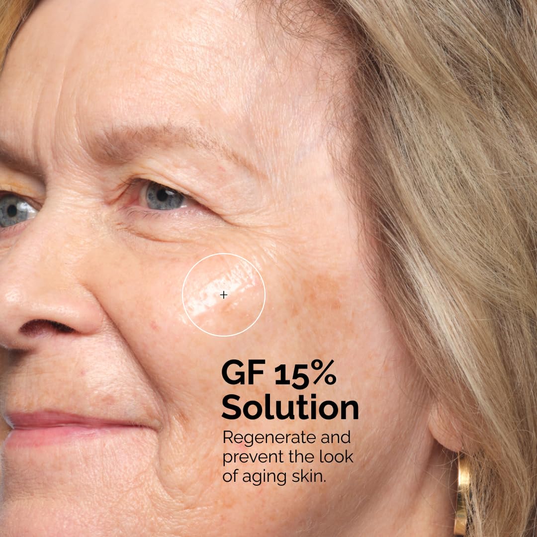 The Ordinary GF 15% back label highlighting ingredients and usage details benefit clarity