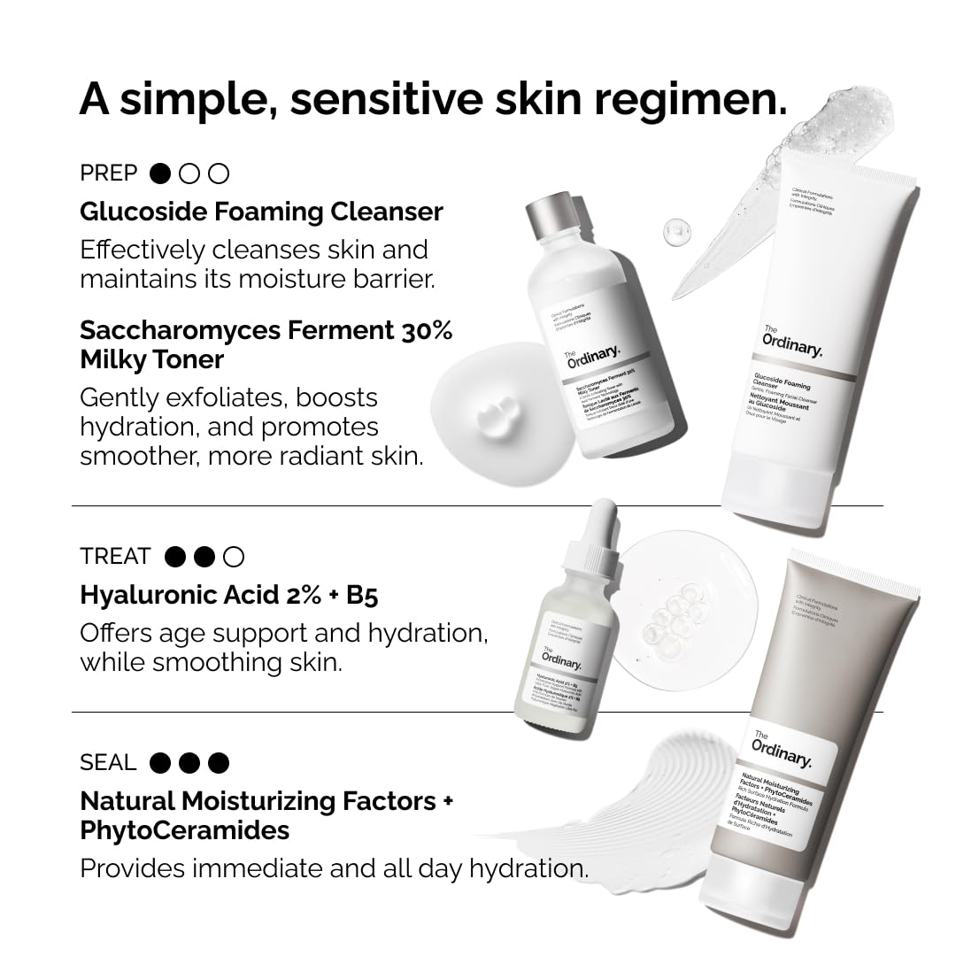 The Ordinary ingredient label showing plant-derived surfactants and benefits