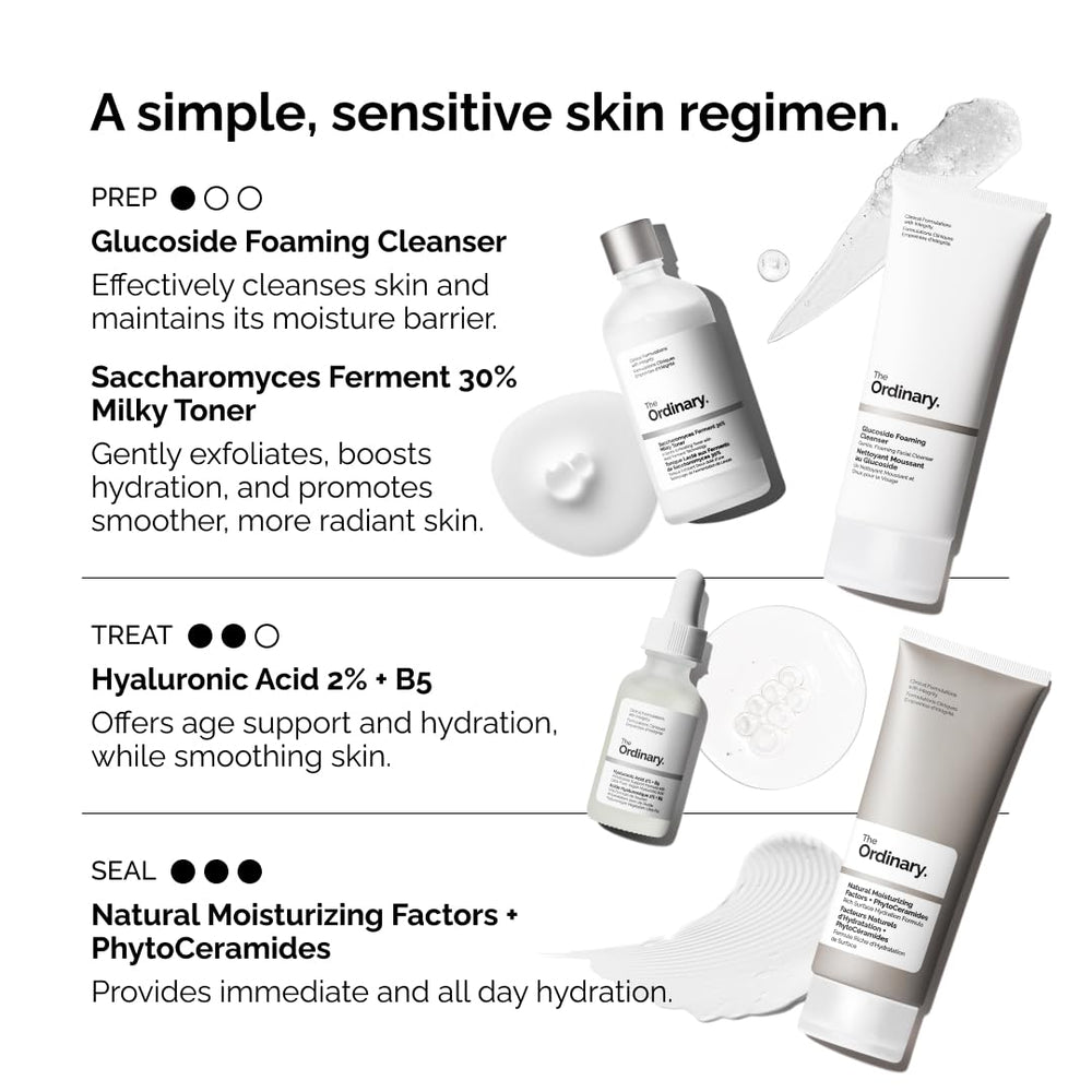 The Ordinary ingredient label showing plant-derived surfactants and benefits