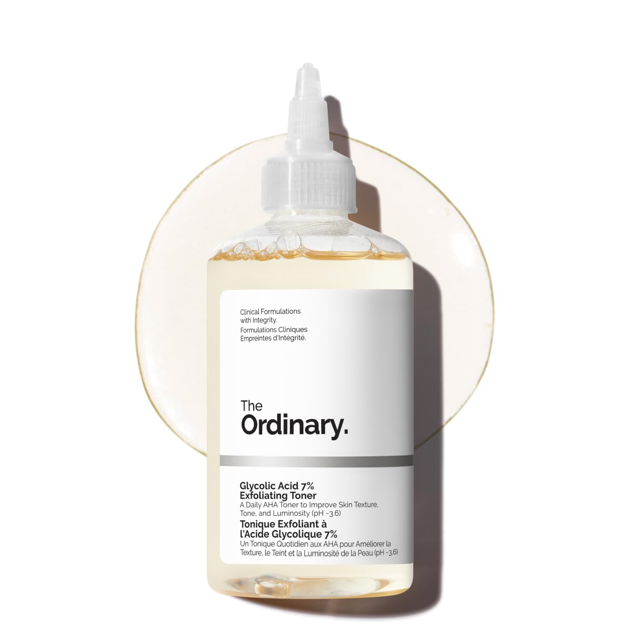 The Ordinary front packaging showing bottle and label, clear product benefit visible