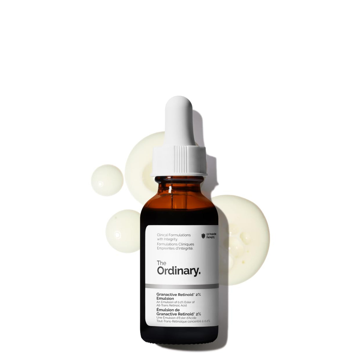 The Ordinary front bottle view showing sleek label and product clarity benefit