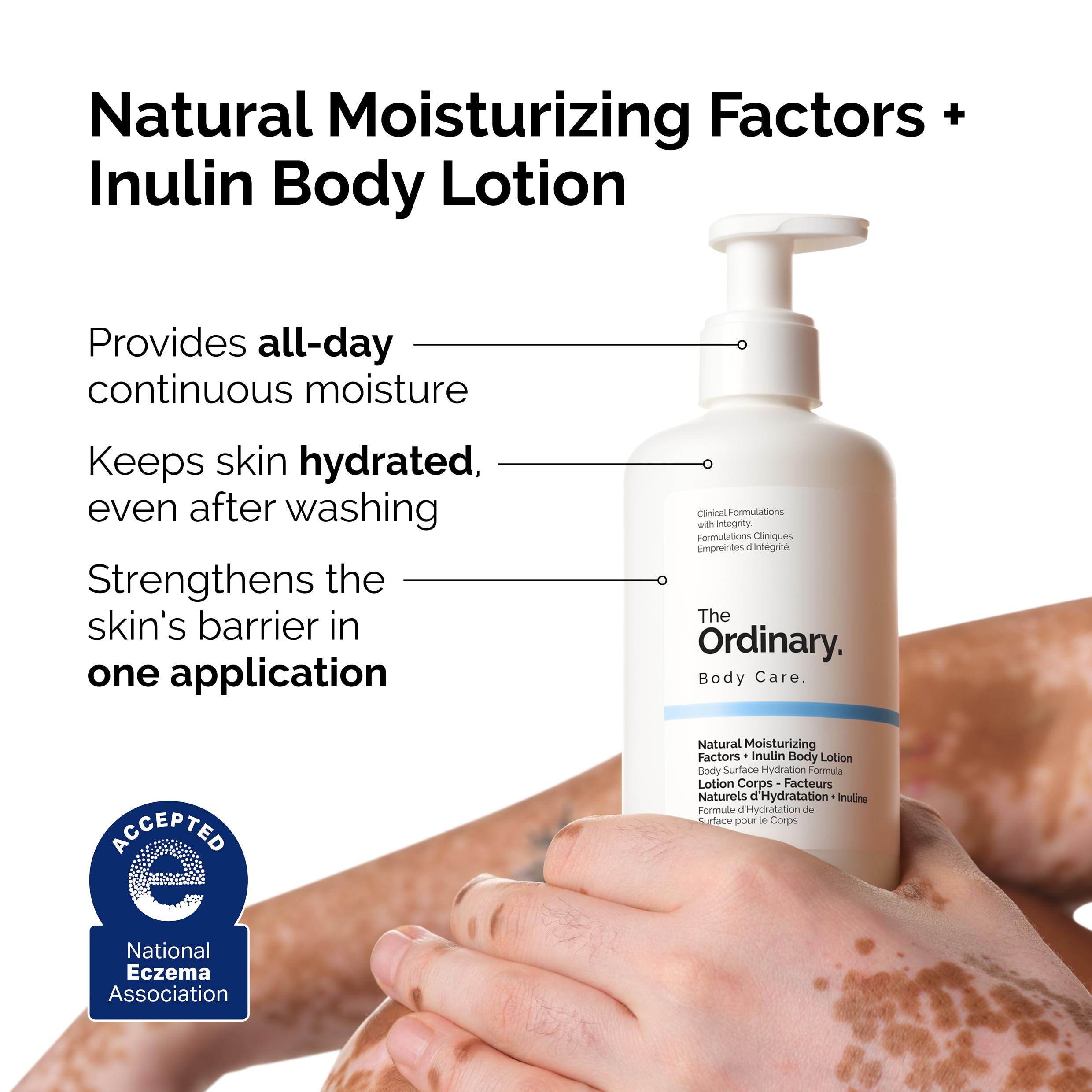 Close-up of lotion texture showing lightweight absorbent formula benefit