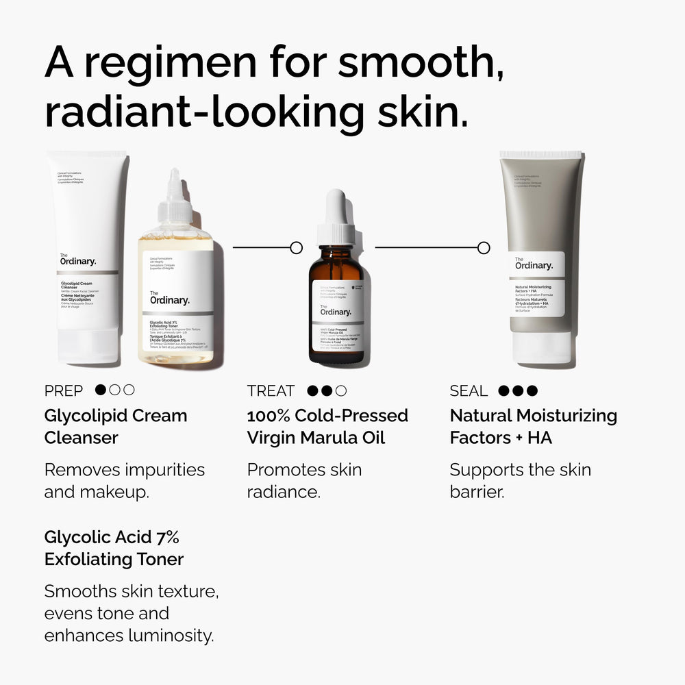 The Ordinary marula oil label closeup showing ingredient purity benefit