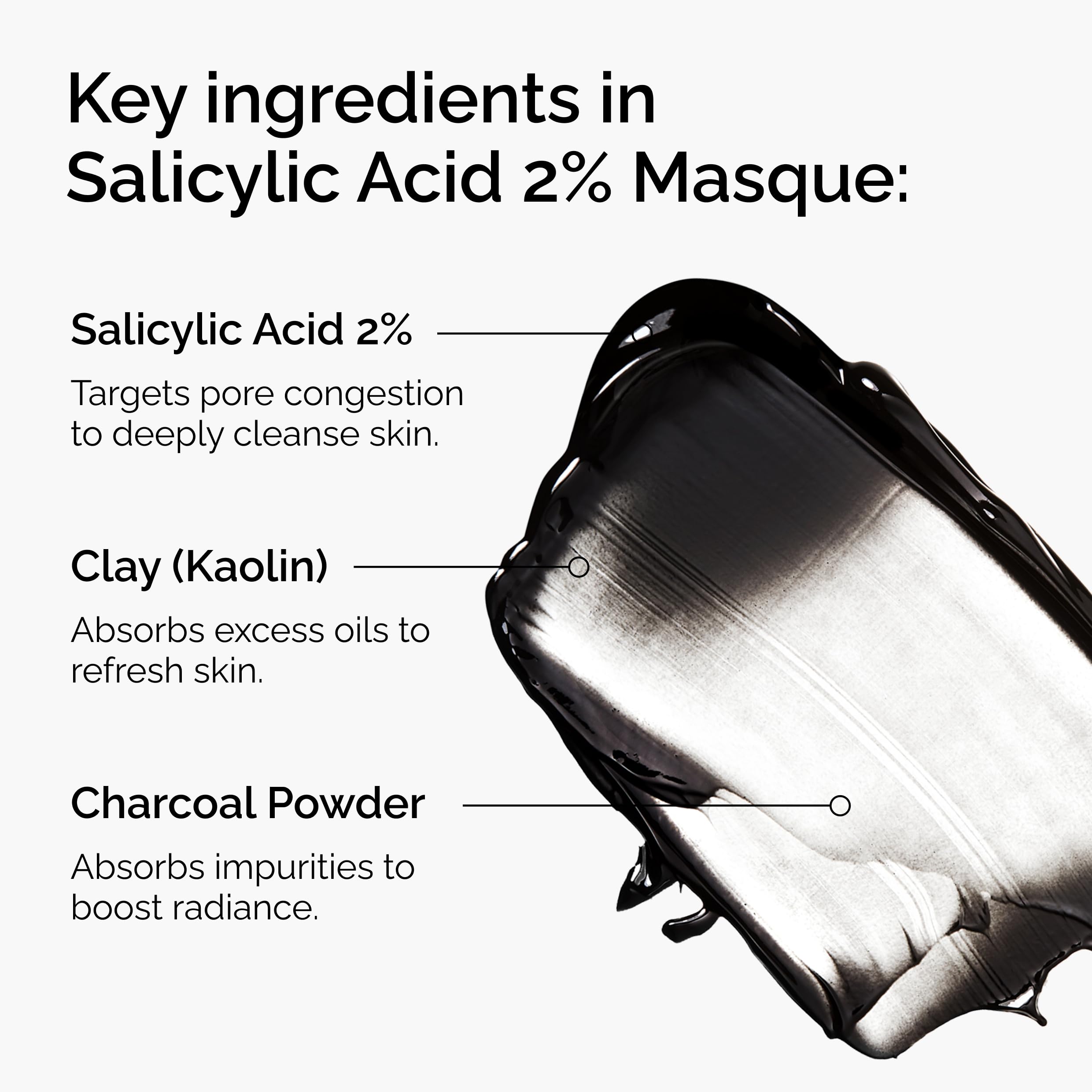 The Ordinary masque texture close-up revealing charcoal-rich paste for deep cleaning
