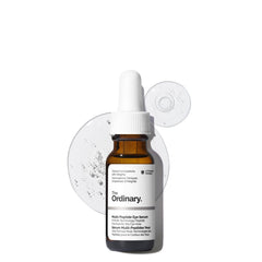 The Ordinary eye serum front packaging showing bottle and label benefits