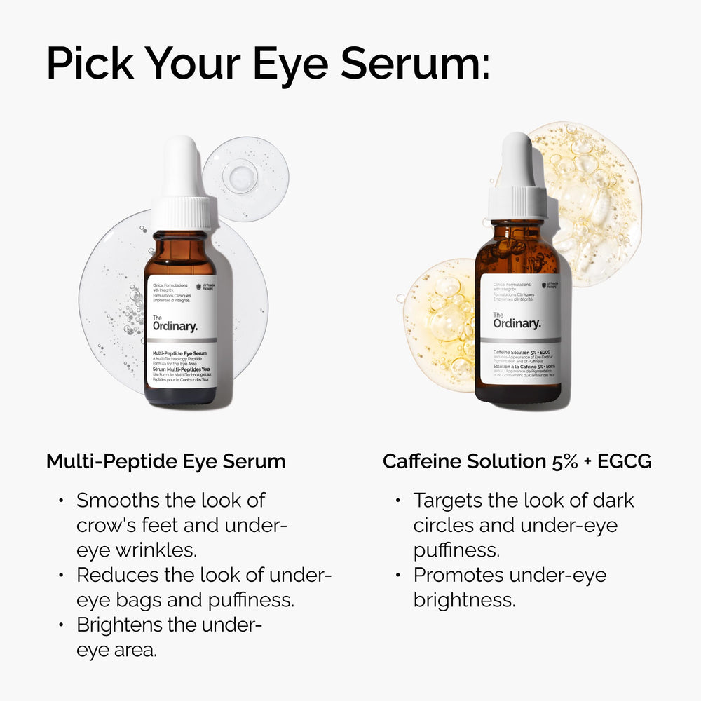 The Ordinary eye serum label and ingredient panel highlighting active peptides