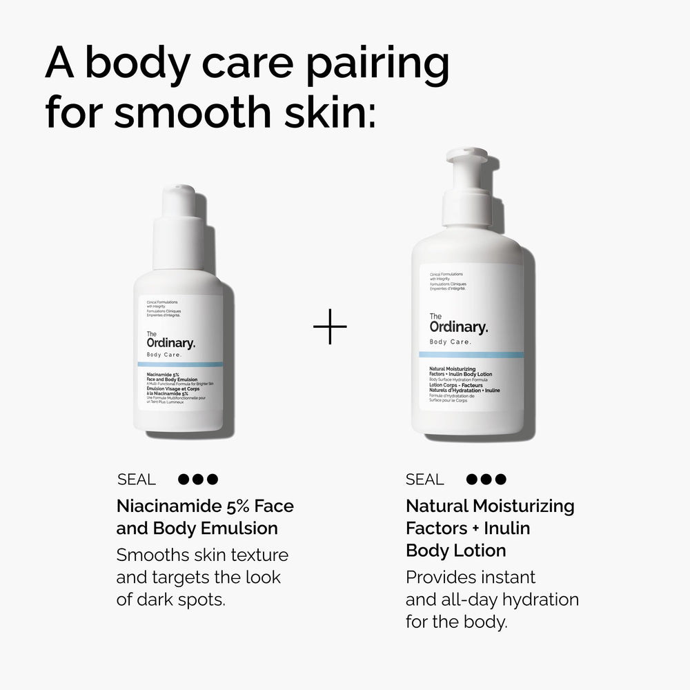 The Ordinary bottle next to a hand showing true size and convenient, travel-friendly volume