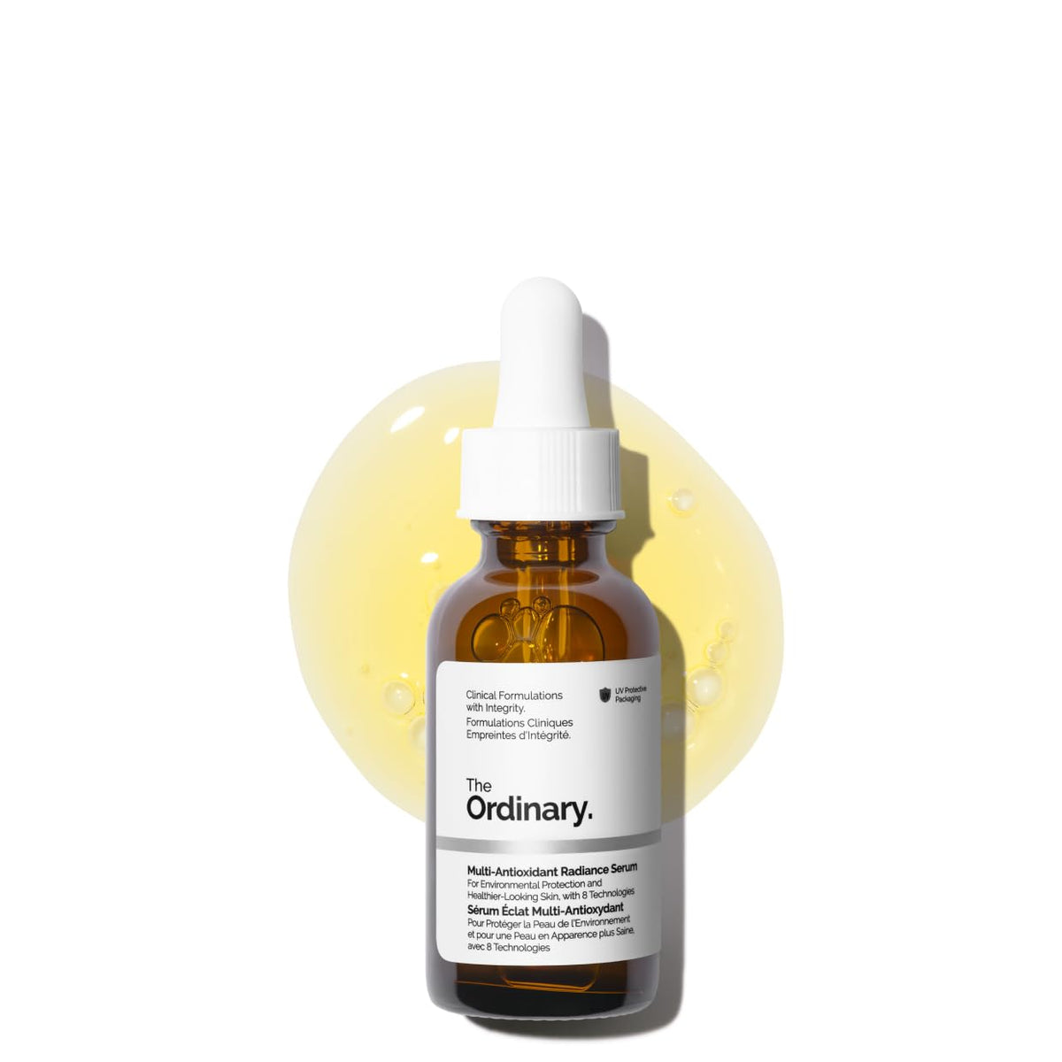 The Ordinary radiance serum front packaging shows clean clinical design and brand clarity