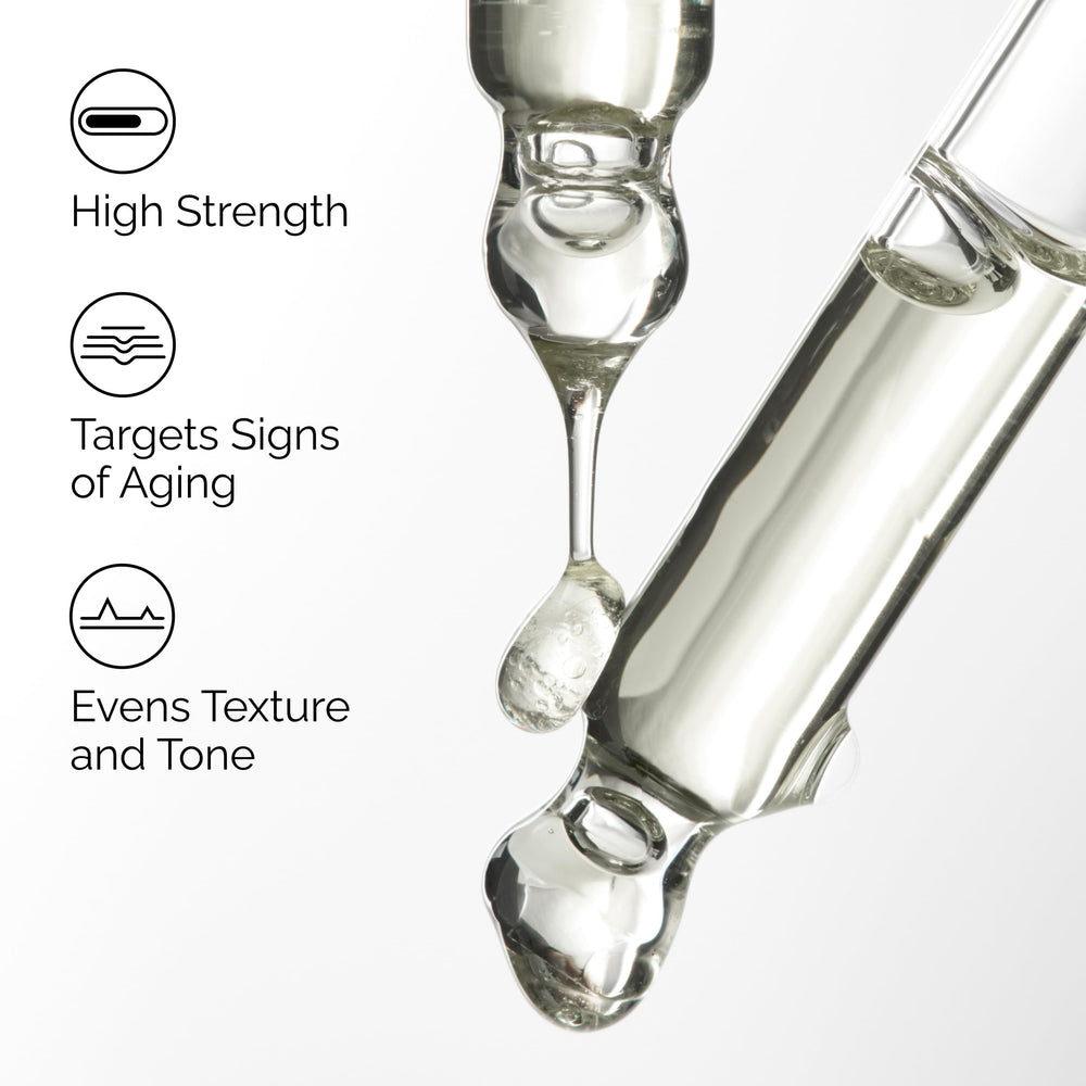 The Ordinary dropper dispensing serum onto skin, demonstrates precise evening application