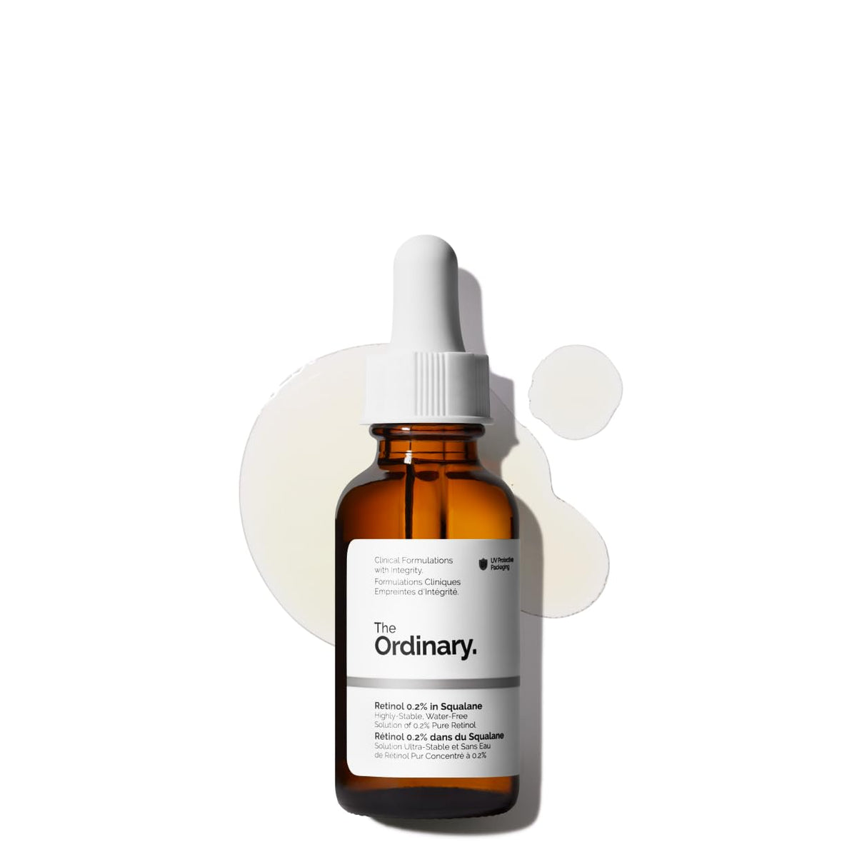 The Ordinary retinol front packaging showing bottle and label for easy identification and trust