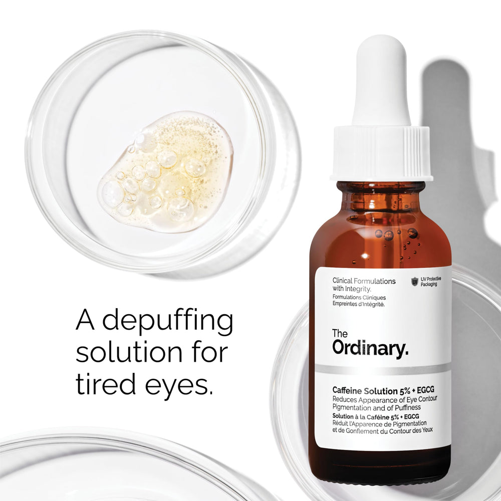 The Ordinary serums arranged on vanity suggesting simple layered routine