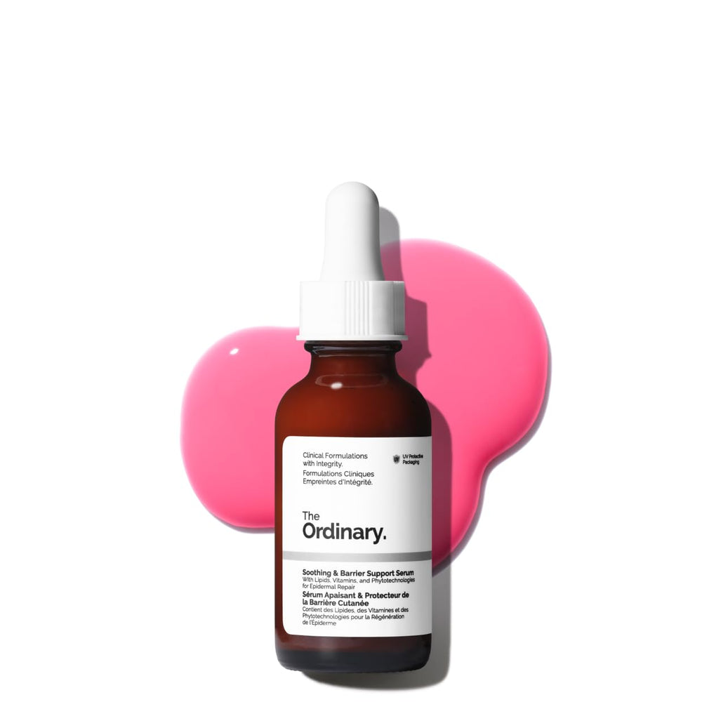 The Ordinary bottle front view showing product and calming benefit