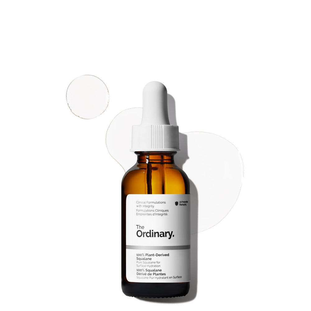 The Ordinary squalane front packaging showing bottle and label, promotes simple hydration