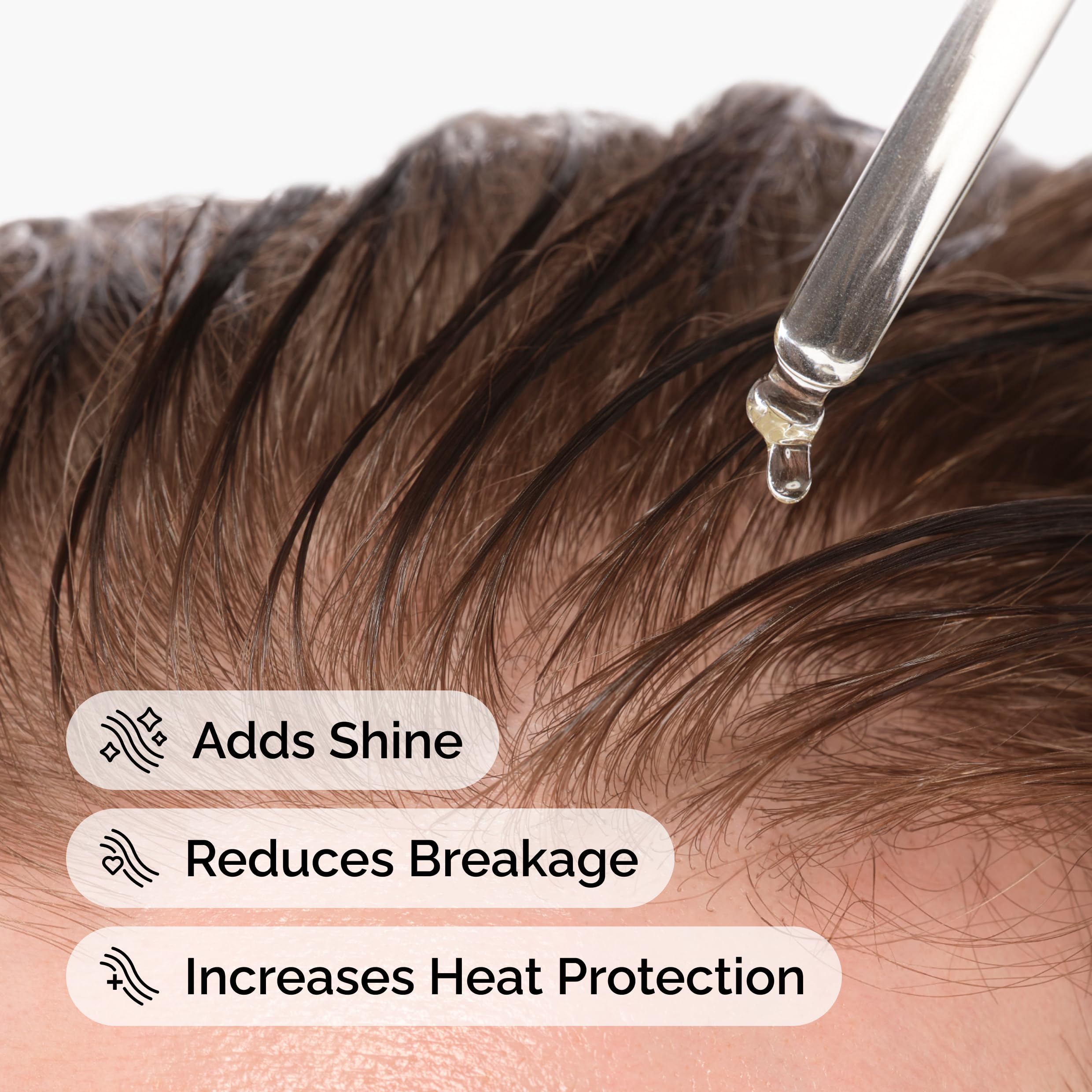 The Ordinary squalane smoothed on hair ends to add shine and reduce frizz