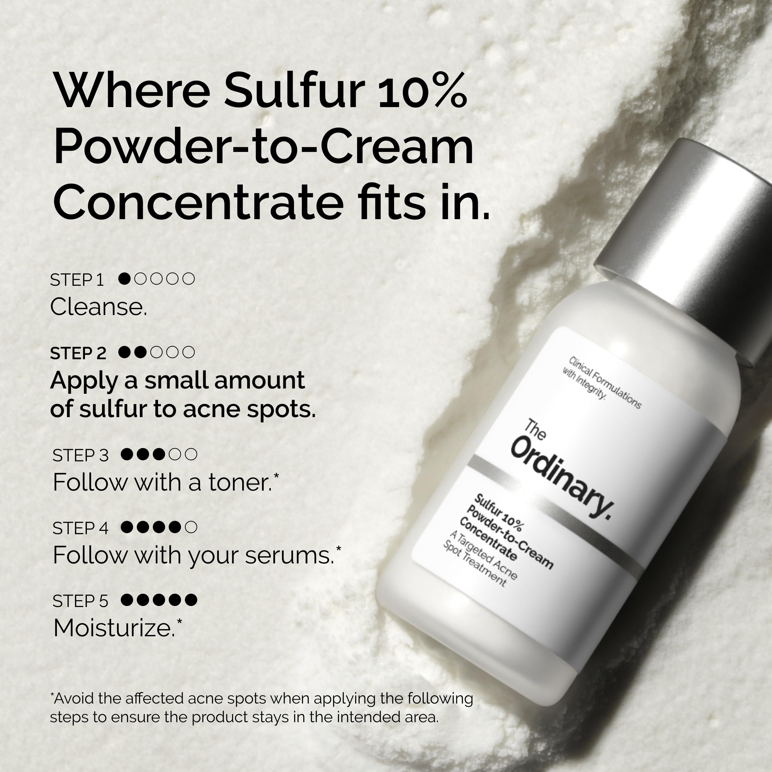 The Ordinary sulfur label and ingredient list showing colloidal sulfur clarity