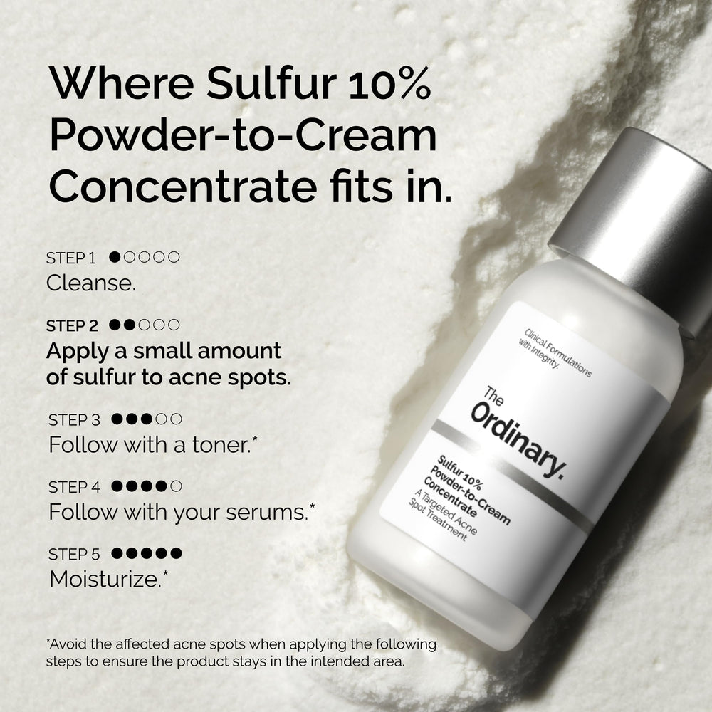 The Ordinary sulfur label and ingredient list showing colloidal sulfur clarity