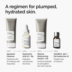 Model applying The Ordinary serum beneath eye, showing targeted plumping and smoother under-eye area