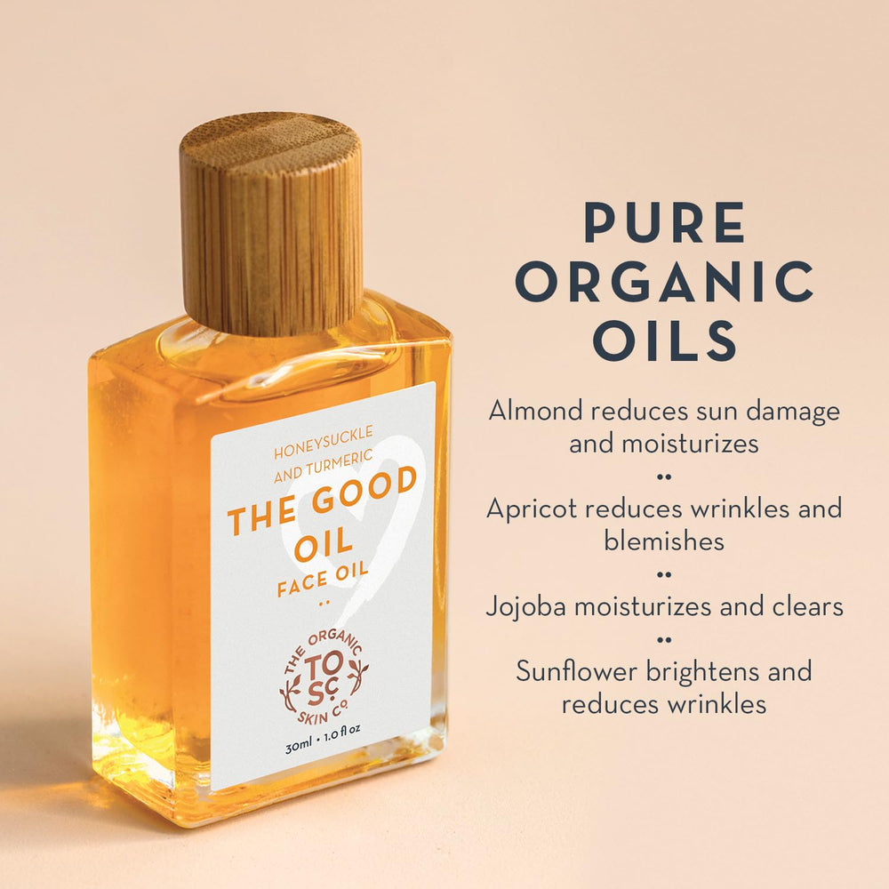 The Organic Skin Co Skin Glow Serum texture close-up highlights rich, fast-absorbing nourishment.