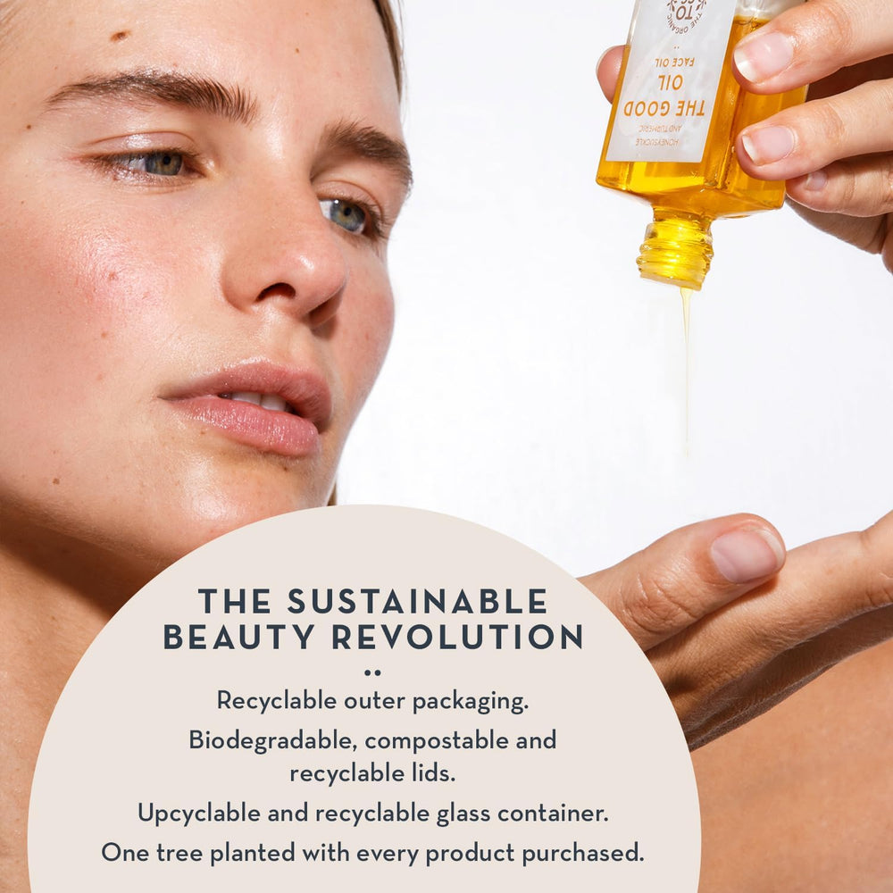 The Organic Skin Co Sustainable packaging photo conveys guilt-free skincare.