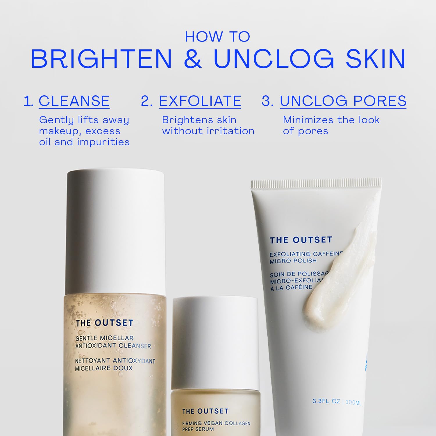 The Outset Exfoliating Caffeine Micro Polish with vegan, gluten-free formula.