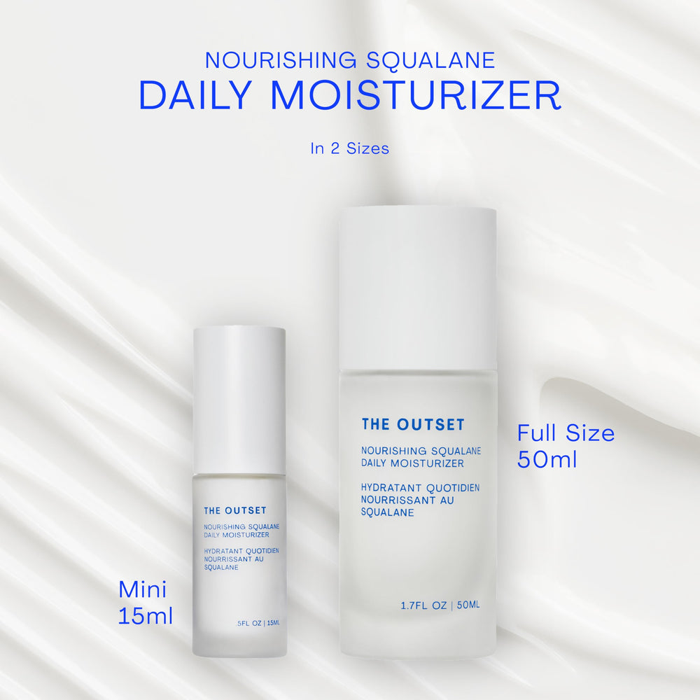 The Outset Nourishing Squalane on-skin application shows quick absorption and hydration.
