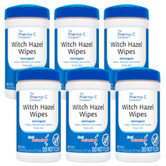 The Pharma-C Company Witch Hazel Wipes canister closeup for quick, oil-free cleansing.