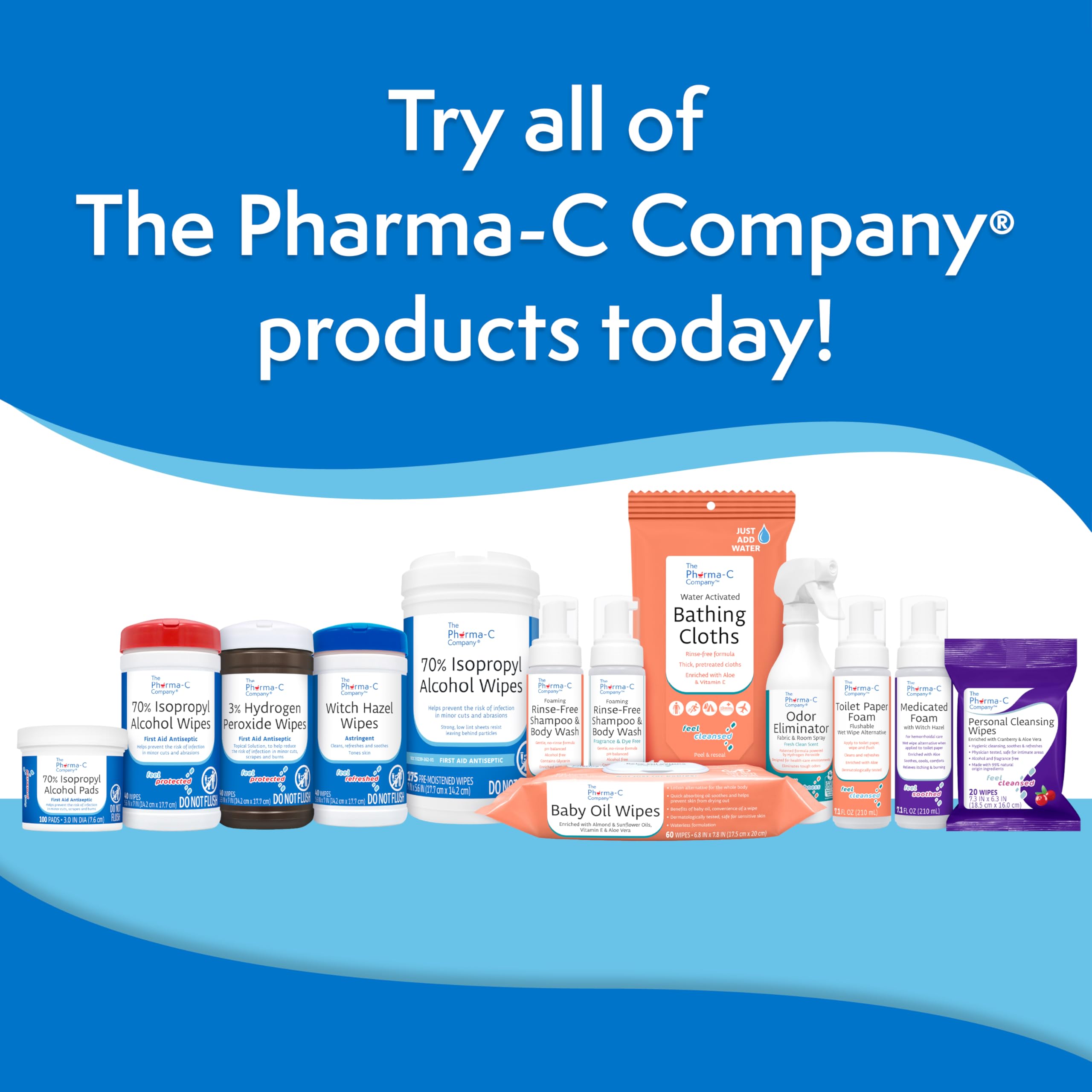 The Pharma-C Company Witch Hazel Wipes travel kit ready.