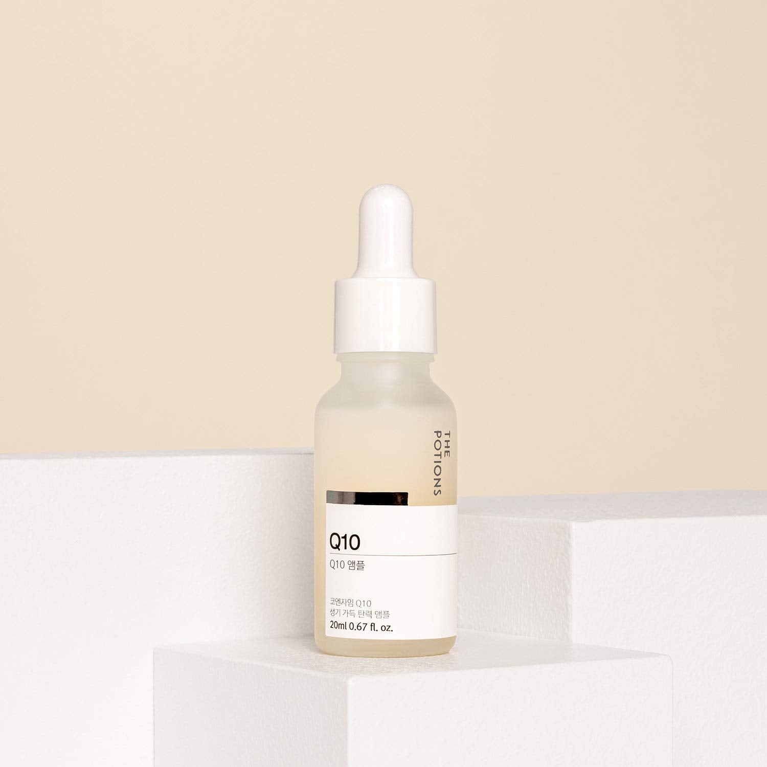 The Potions Coenzyme Q10 Face Serum packaging emphasizes minimal ingredients for layering.