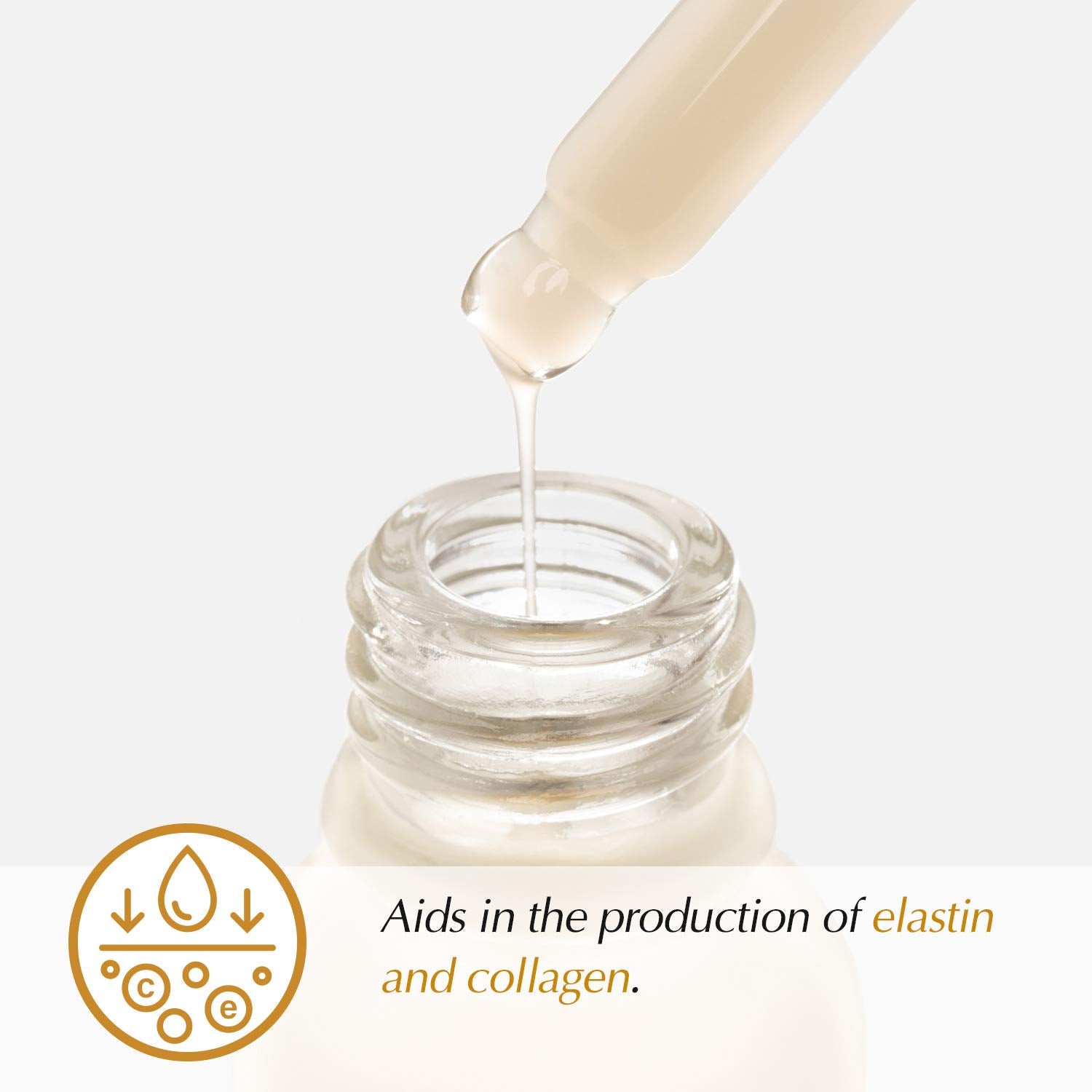 The Potions Coenzyme Q10 Face Serum texture shows lightweight liquid that sinks in for dry-skin nourishment.