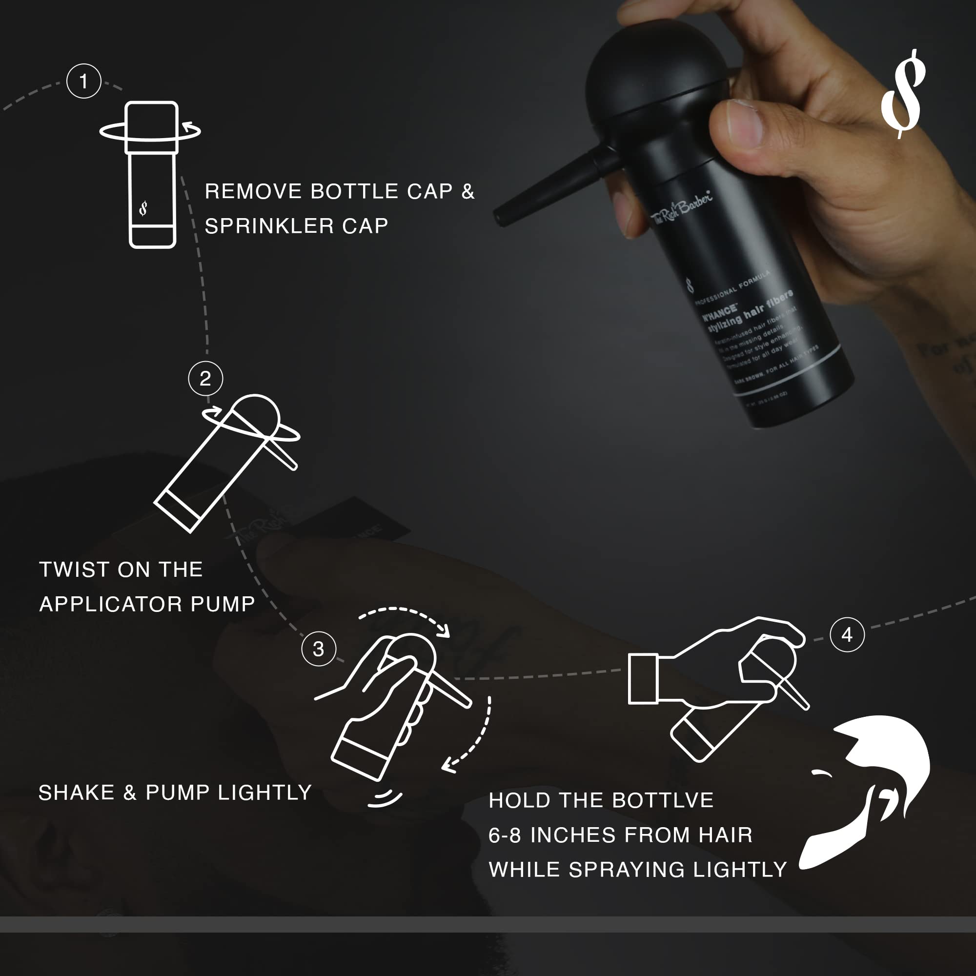 The Rich Barber N'Hance fibers also help beard areas appear thicker and fuller.