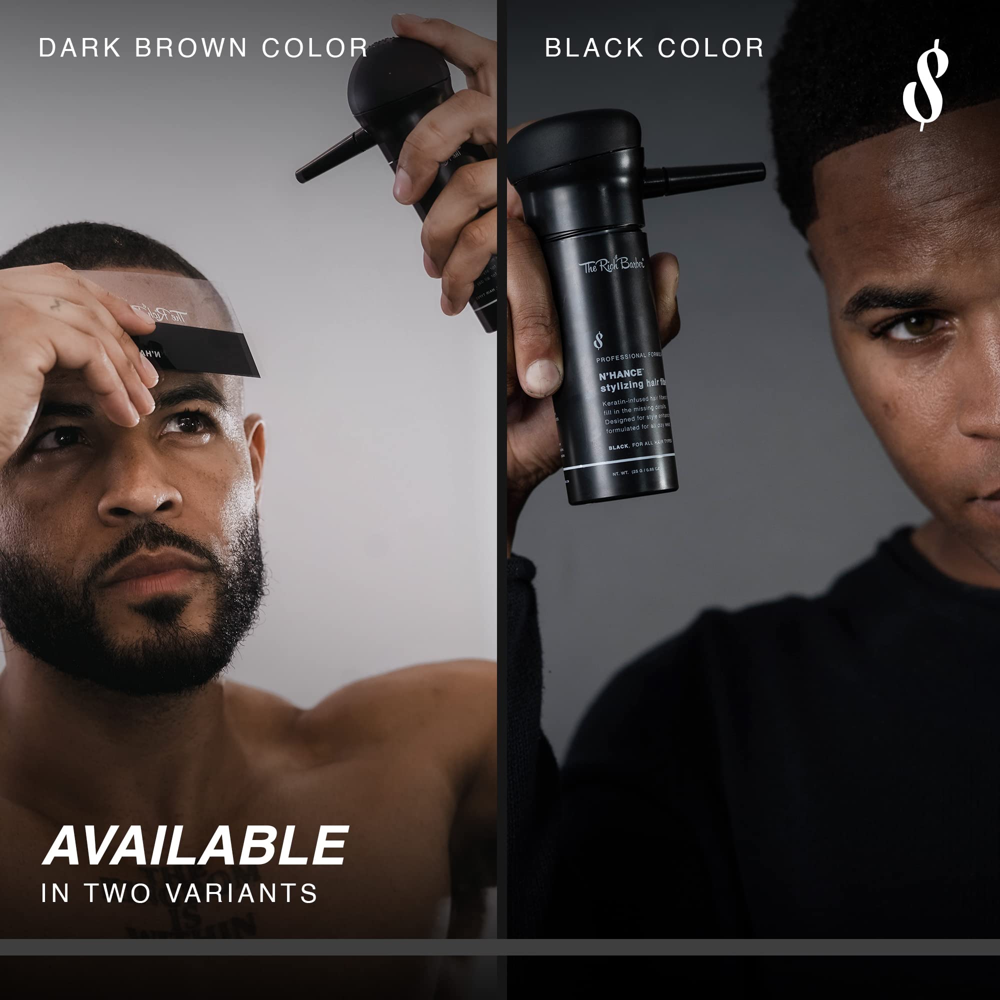 The Rich Barber N'Hance Kit II close-up shows keratin-infused fibers for natural texture