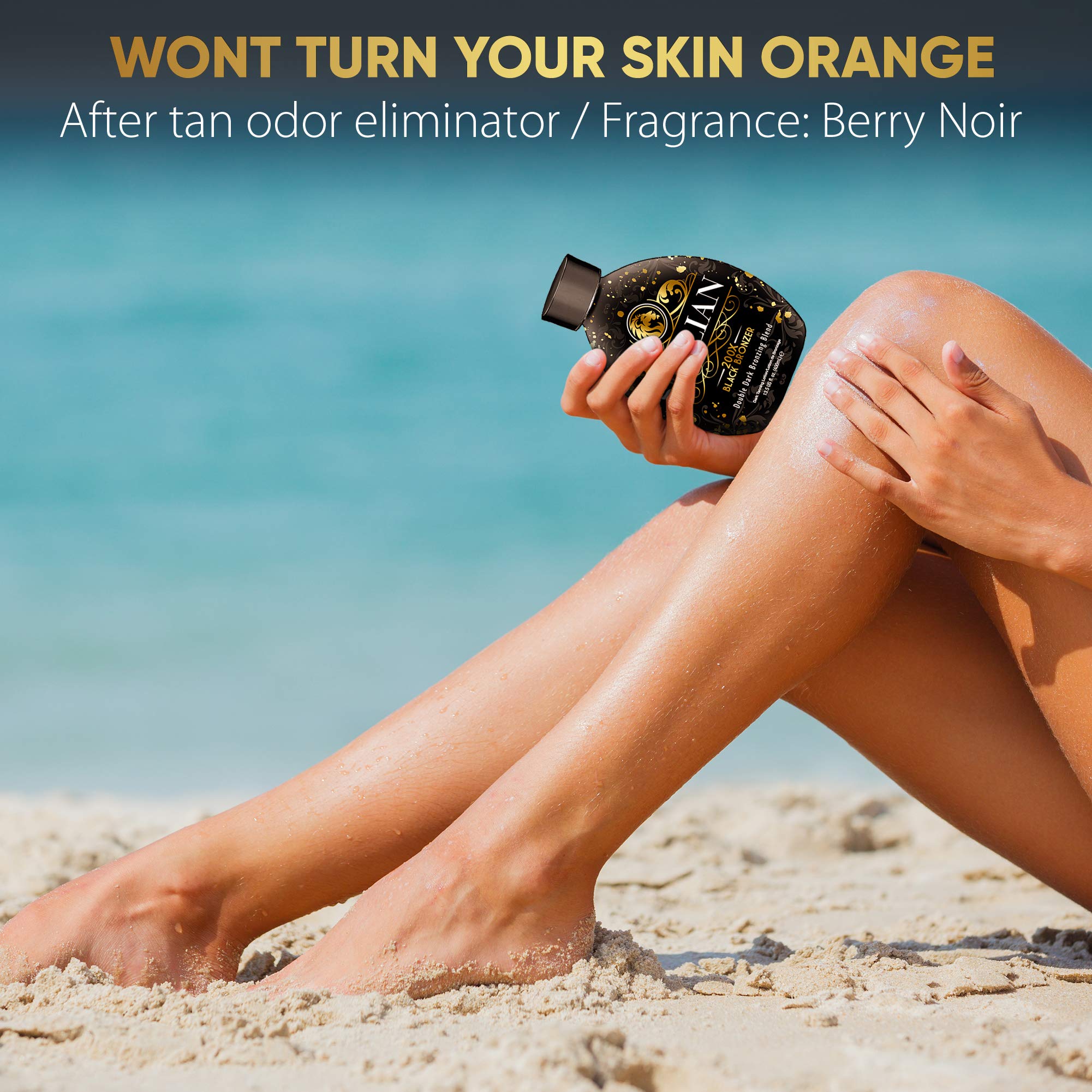 The Sicilian at-home application image shows convenient lounge-session tan anytime.