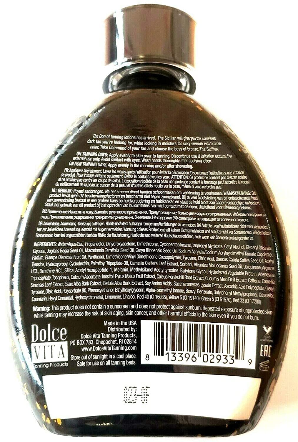 The Sicilian 200X Dark Bronzer lotion pump highlights easy, even application.